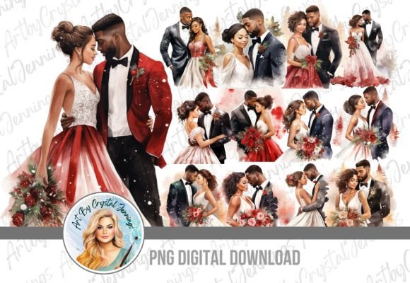Beautiful Black Couple Christmas Wedding Illustrations Review
