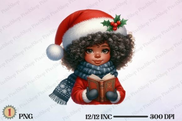 Christmas Afro Girl with Book Illustrations Review