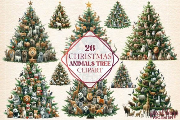 Christmas Animals Tree Clipart Review
