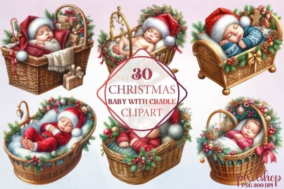 Christmas Baby with Cradle Clipart: Editorial Review for Illustrations