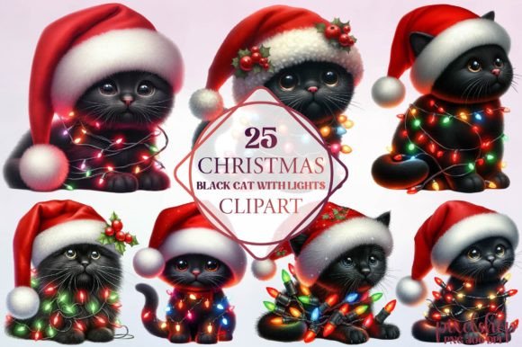 Christmas Black Cat with Lights Clipart: A Review for Digital Sellers