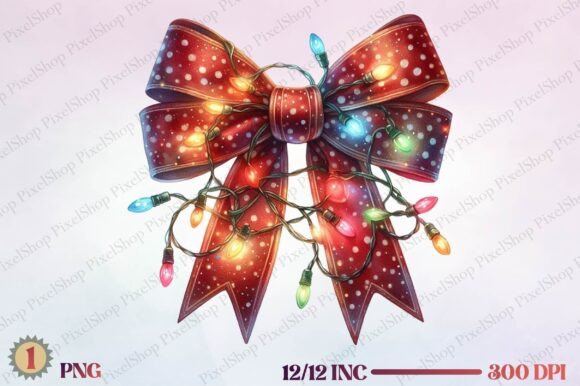 Christmas Bow with Lights: Freebies for Festive Branding