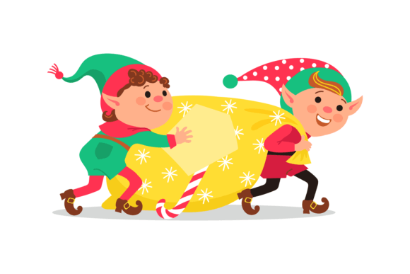 Christmas Elves. Cartoon Funny Magical C