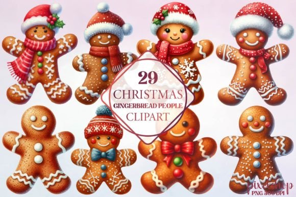 Christmas Gingerbread People Clipart and Illustrations Review