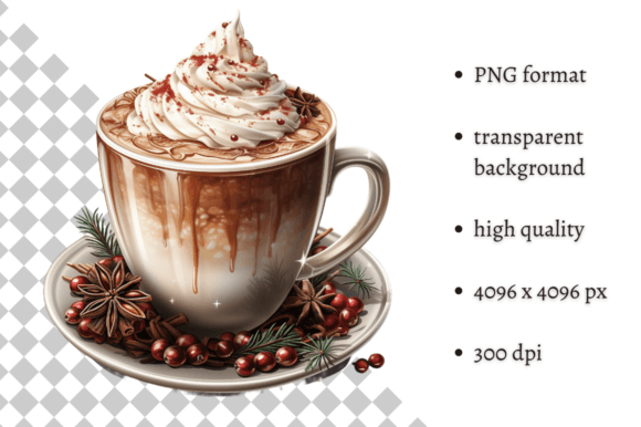 Christmas Hot Chocolate PNG Clipart for Branding and Illustrations