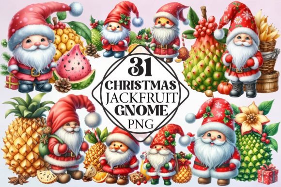 Christmas Jackfruit Gnome Clipart for Freebies and Branding
