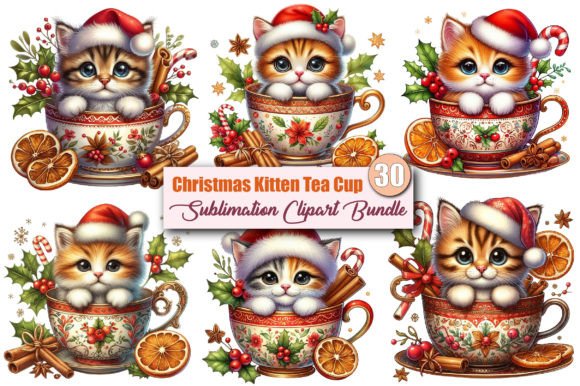 Christmas Kitten Tea Cup Clipart Bundle: A Review for Illustrations