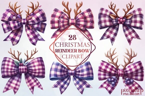 Christmas Reindeer Bow Clipart for Illustrations and Crafts