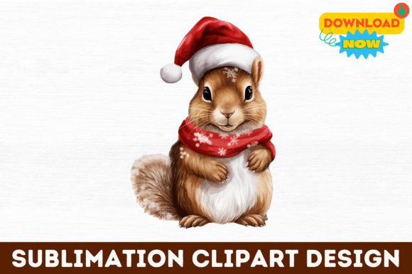 Christmas Squirrel Sublimation Clipart for Modern Illustrations
