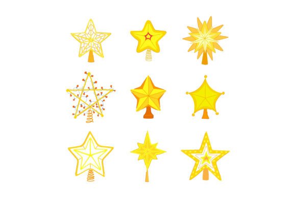 Christmas Star Set Cartoon Vector Illust Review