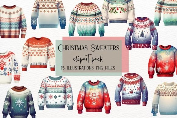 Christmas Sweaters, Watercolor Sweaters: Editorial Illustrations for Modern Blogs