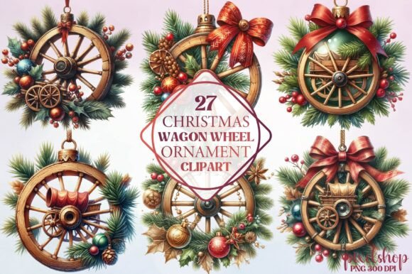 Christmas Wagon Wheel Ornament Clipart: A Designer’s Review for Illustrations