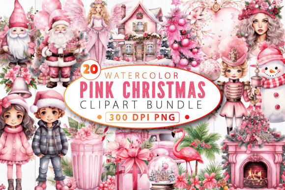 Pink Christmas Clipart Sublimation Bundl Review