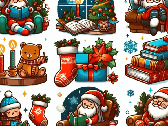 Reading Books in Christmas Clipart Bundl: A Crafter’s Review of These Festive Illustrations