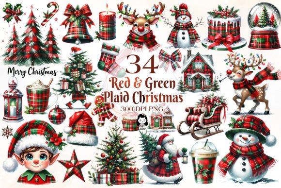 Red Green Plaid Christmas Clipart: Essential Illustrations for Crafters