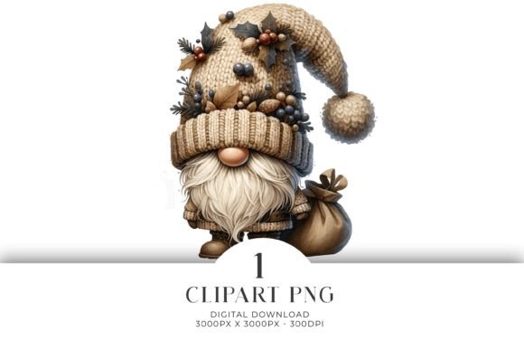 Rustic Santa Christmas Gnome Clipart PNG