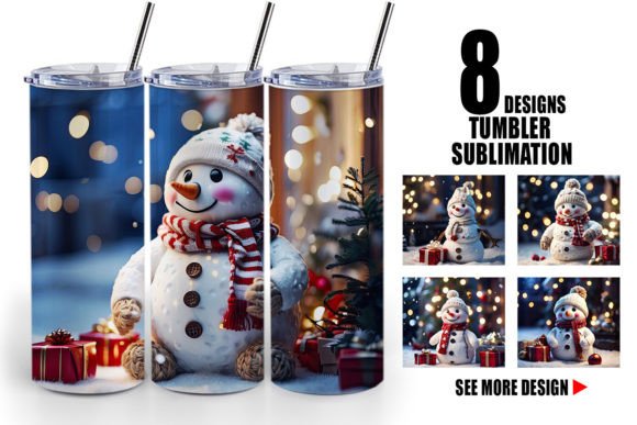 Tumbler Adorable Snowman Christmas: Illustrations for Branding
