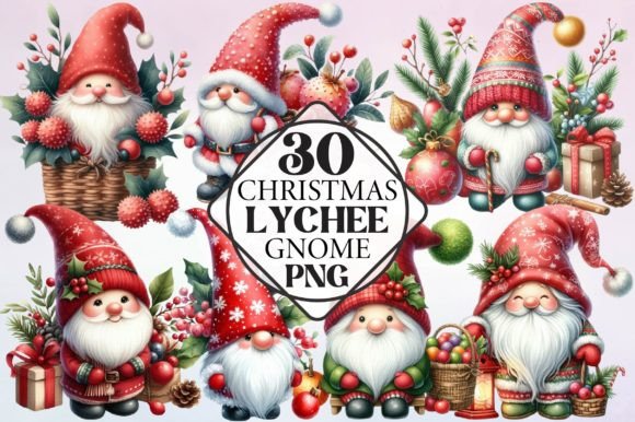 Watercolor Christmas Lychee Gnome Clipar and Freebies Review