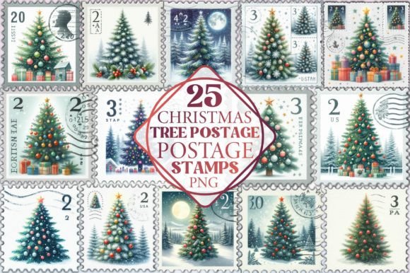 Watercolor Christmas Tree Postage Stamps: A Brand Designer’s Review of Festive Illustrations